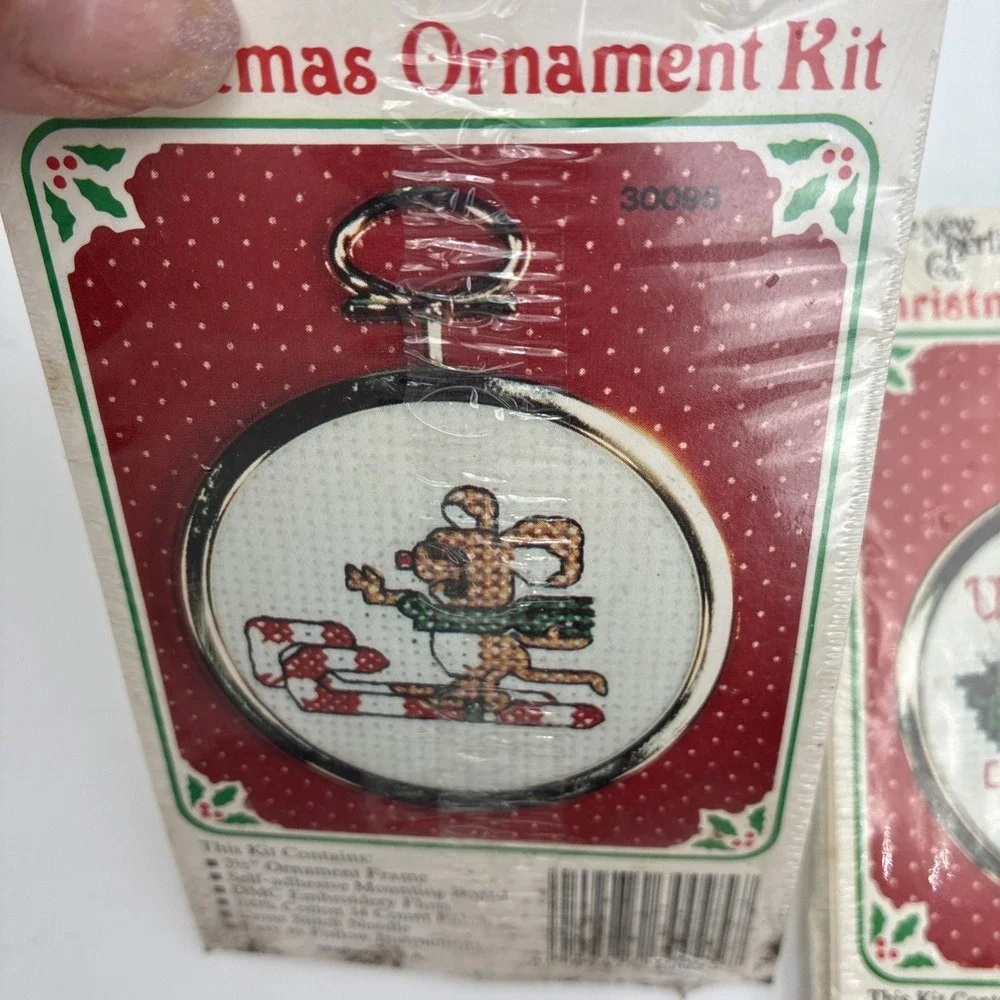 Vintage New Berlin Co Christmas Ornament Cross Stitch Kits Lot of 3 Noel Mouse